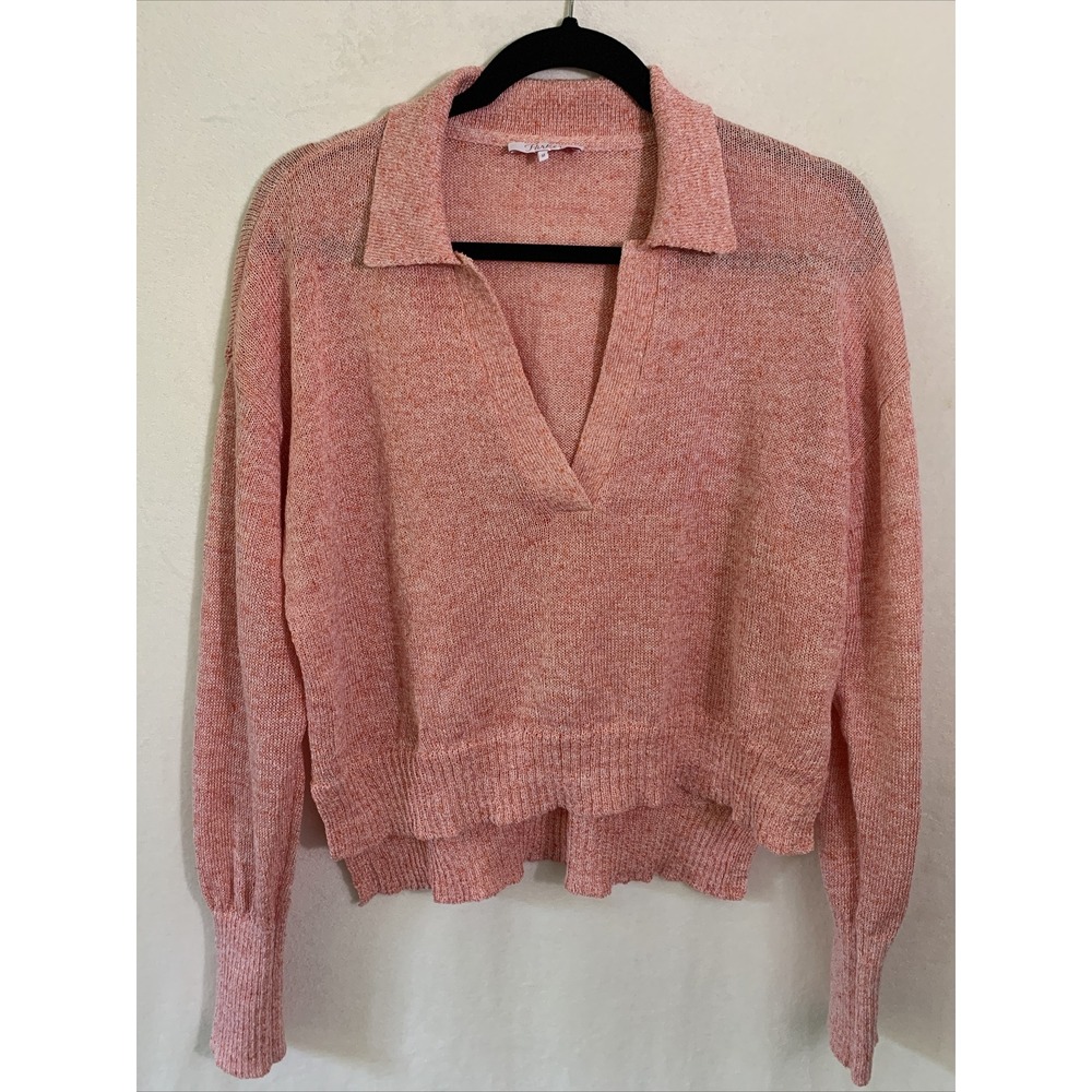 Parker NY Sweater Size Medium Knit Peach Pink Linen Pullover Marled Knit Coastal